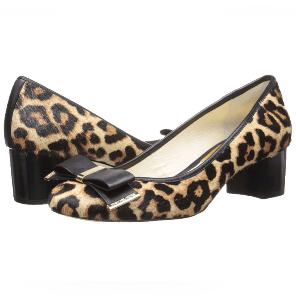 Michael Kors Women's Kiera Mid Pump Natural Cheetah Haircalf